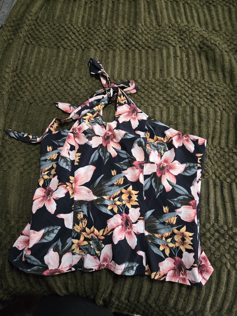 Rock Steady Black Halter Camisole with Pink & Yellow Floral Print